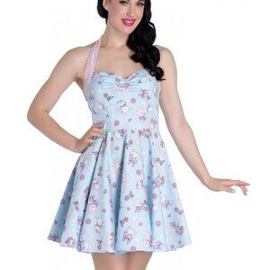 X-Small Amelia Kawaii Cat Print Retro Halter Hell Bunny Dress Hot Topic